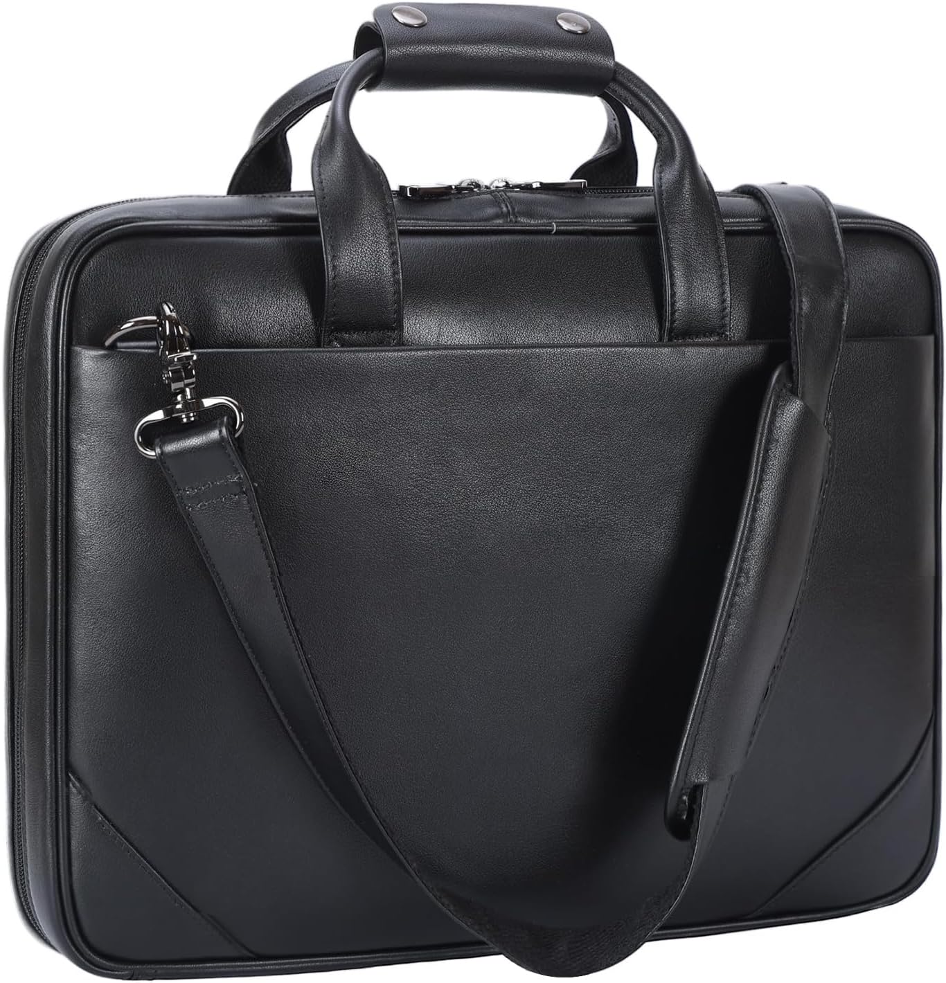 Leather Slim Briefcase for Men 15.6