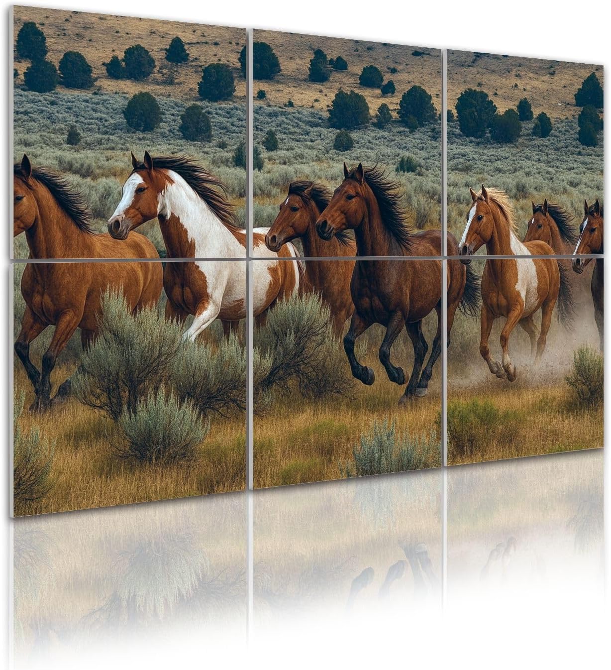 6 Pack Art Acoustic Panels Self Adhesive Running Horses Decorative Soundproof Wall Panels Sound Absorbing Panel 48