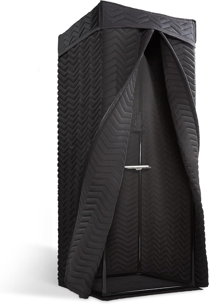 Portable Vocal Booth - Studio Grade Echo-Free Recording Booth for Voiceover, Podcast & Singing, Home Studio/Sound Isolation Booth with Light & Travel Bag (ZIGZAG-BLK, L)