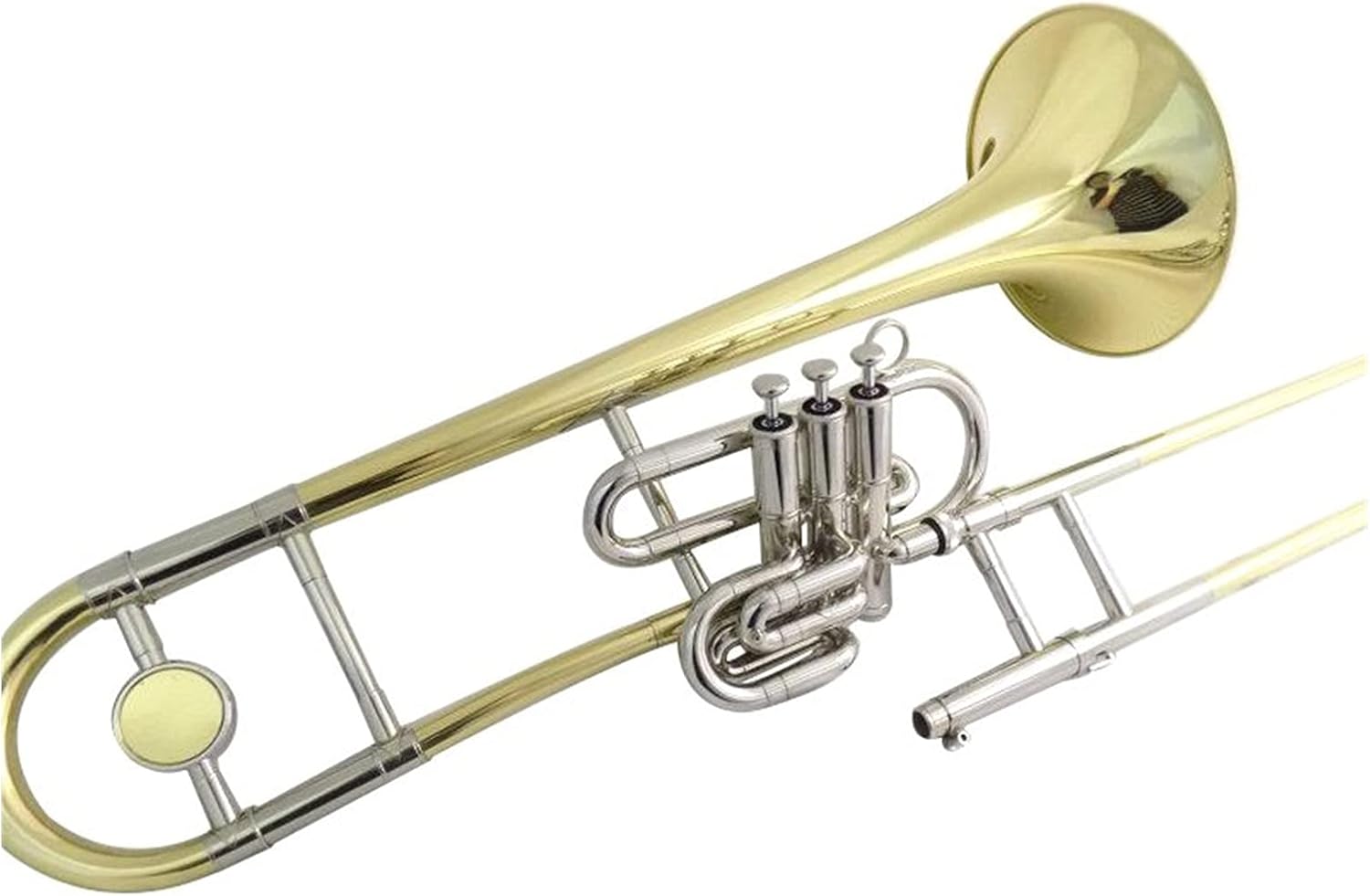 Student Trombone Bb Piston Trombone with Case Double Mouthpieces Yellow Brass Body Lacquer Finishes Musical Instruments Trombone Kit