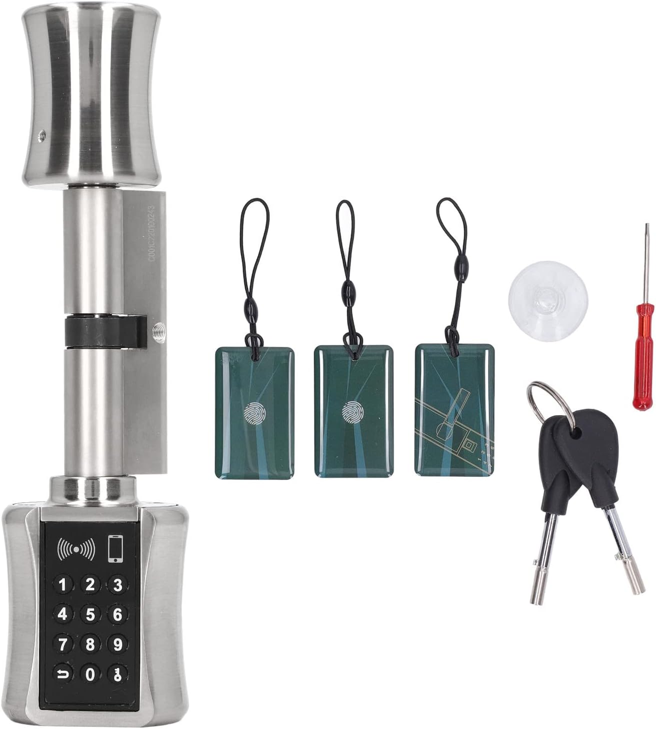 Keyless Electric Lock, Stainless Steel and Brass Smart Cylinder Lock with Emergency Interface - Low Power Consumption, Easy Installation, Secure Home Access