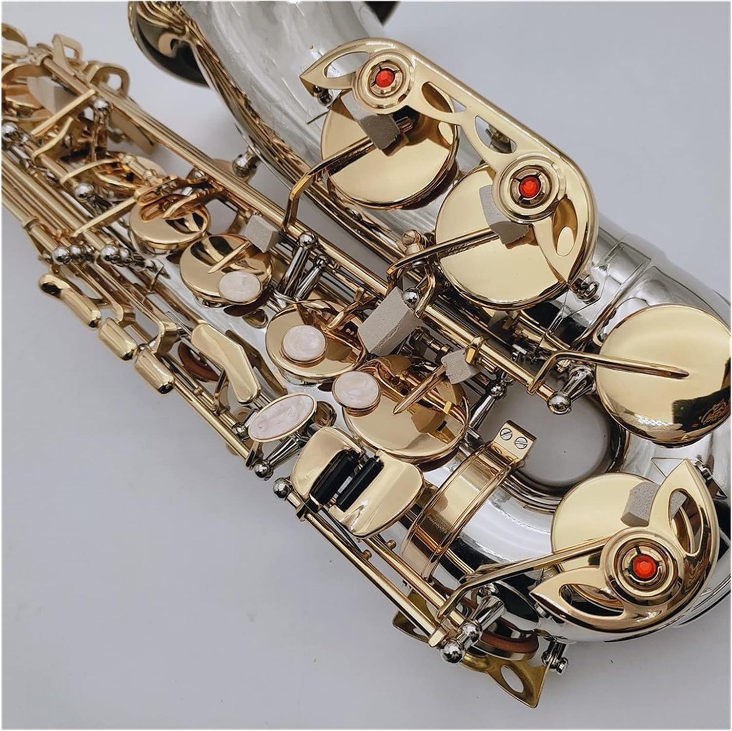 Tenor Sax Alto Saxophone Nickel Plated Gold Keys Woodwind Instrument with Case Mouthpiece Student Saxophone (Color : Alto Sax Case Brown PU)