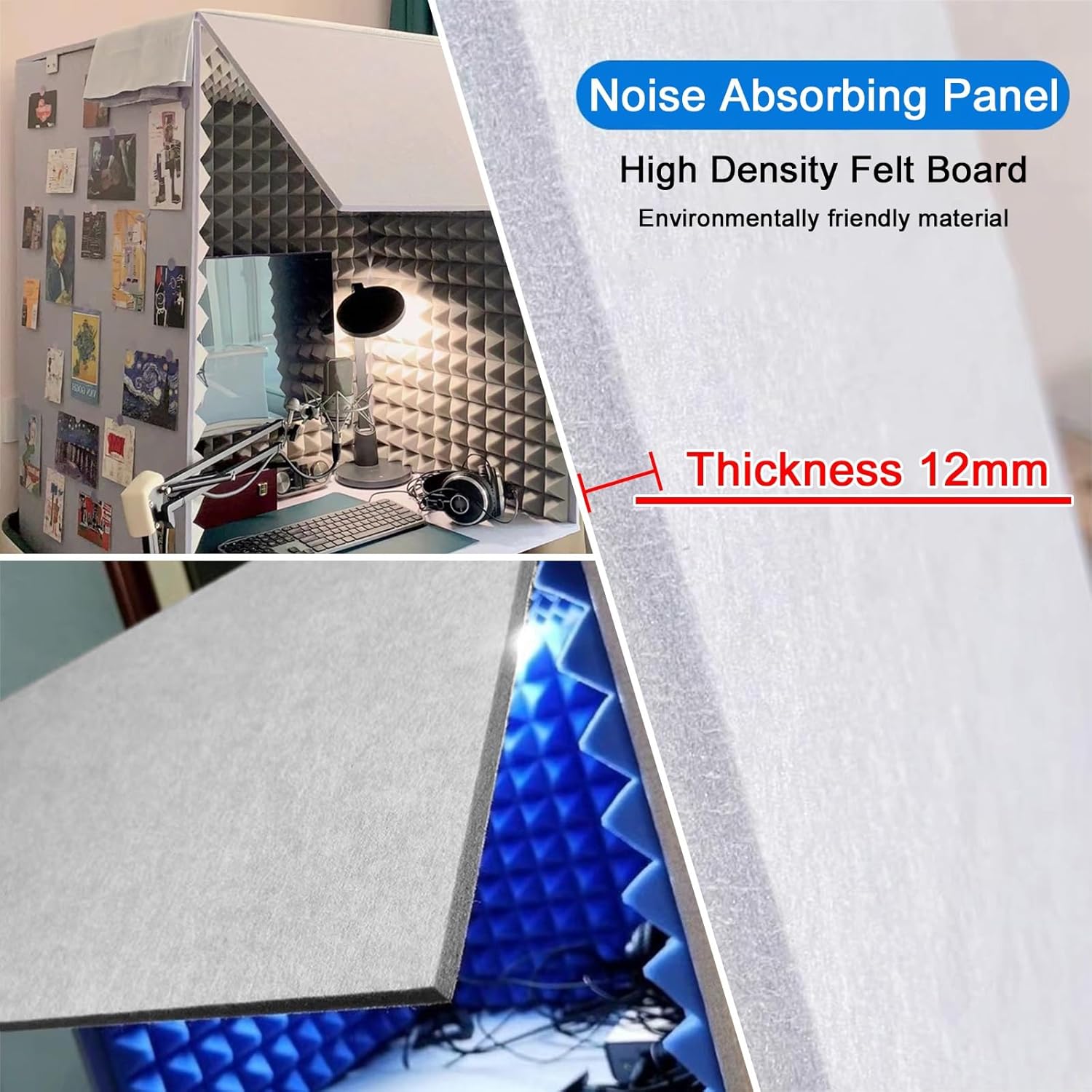 LIGUOYI Desktop Soundproof Booth Portable Vocal Booth Noise Absorbing/Barrier Foam Panels, Foldable Noise Absorbing Panel Desktop Recording Acoustical Treatments Für Tonaufnahmen, Podcasts(Yellow)