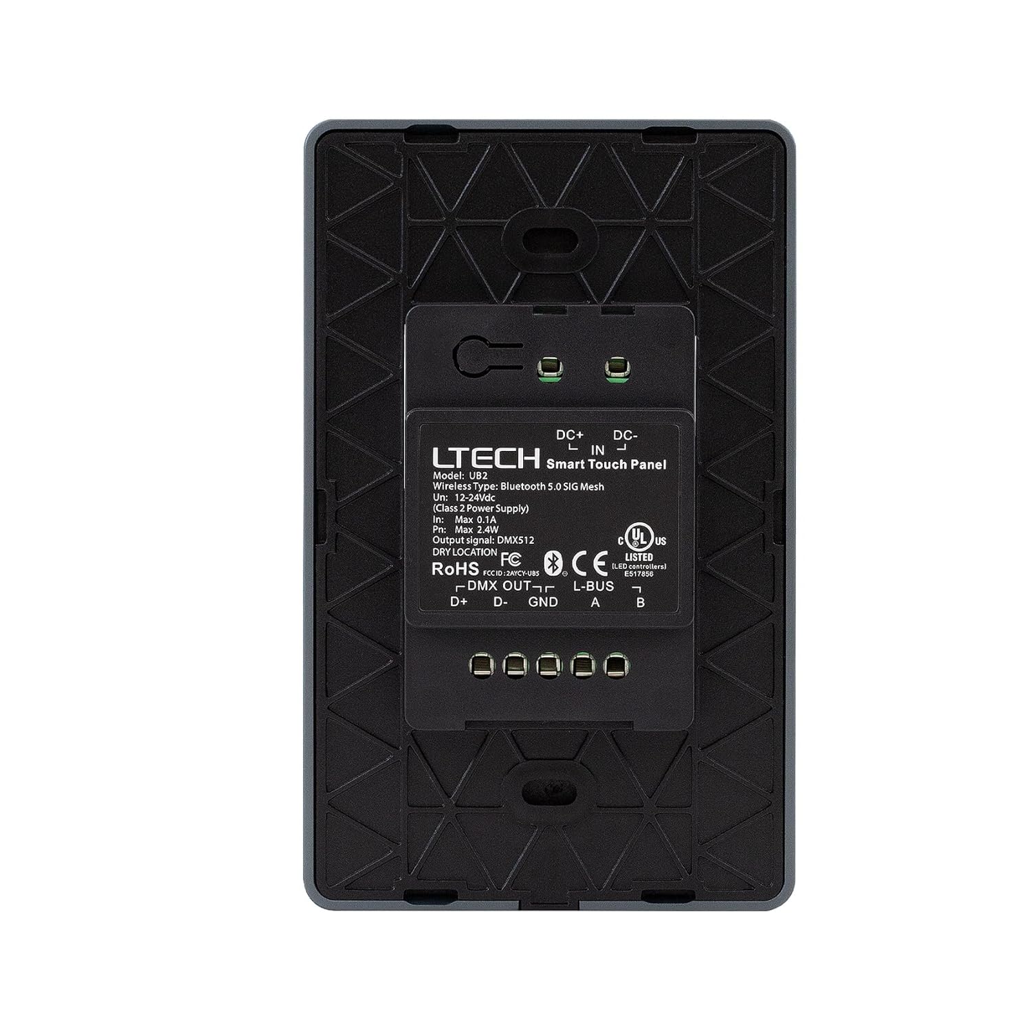 LTech UB2 Tunable White (CCT) DMX & Bluetooth BLE 5.0 Mesh Programmable Touch Panel Wall Mount LED Lighting Controller, 4-Zone & Multi Scene
