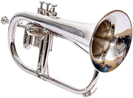 Shreyas Silver Chrome Flugel Horn Bb Flat fluglehorn With Free Case Box & Mouth Pc.
