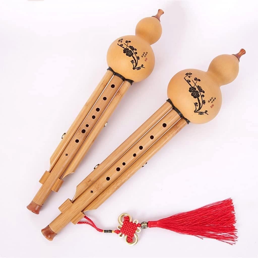 Hulusi Musical Instrument Beginner Professional Playing Purple Bamboo Cucurbit Flute Special Stringed Flute for Students Chinese Bamboo Flute Light and Crisp (Size : B Flat)