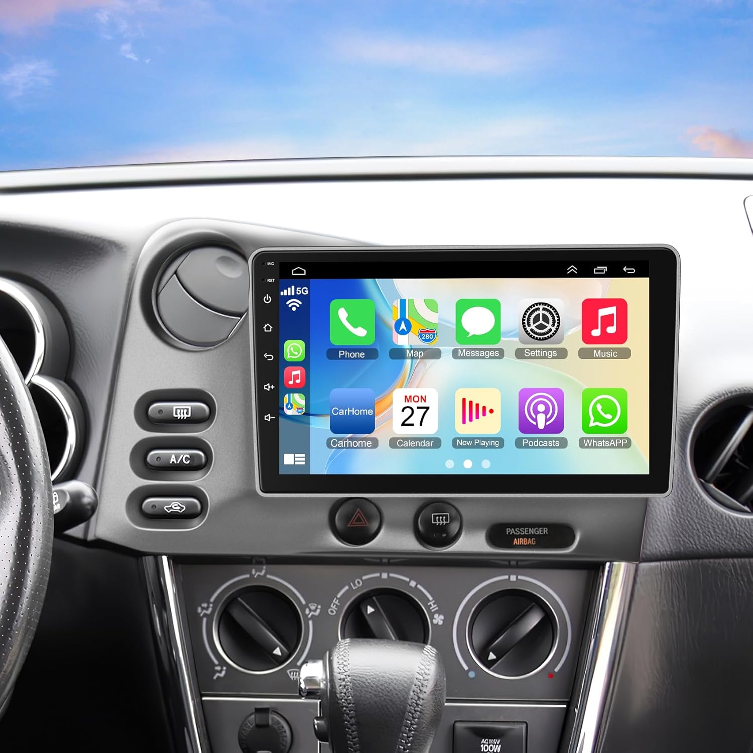 4+64GB Car Radio for Toyota Matrix 2003-2004 & Pontiac Vibe 2003-2008 with Wireless Carplay & Android Auto, 9 inch IPS Car Stereo with Voice Control Bluetooth 5.2 GPS WiFi FM DSP EQ SWC Backup Camera