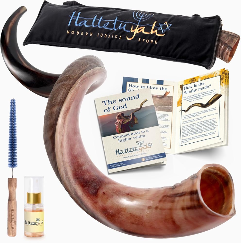 HalleluYAH Original Kosher 35”-39” Half-Polished Kudu Shofar From Israel