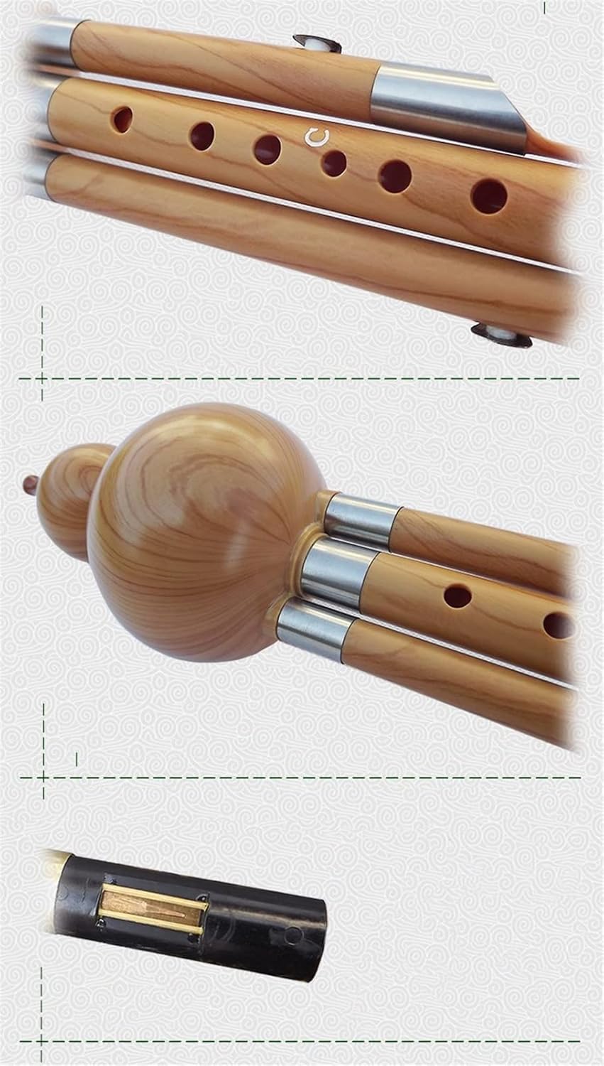 FLFL Hulusi C Key Cucurbit Flute Hulusi Brown Musical Instruments Woodwind Instrument (Color : 02)