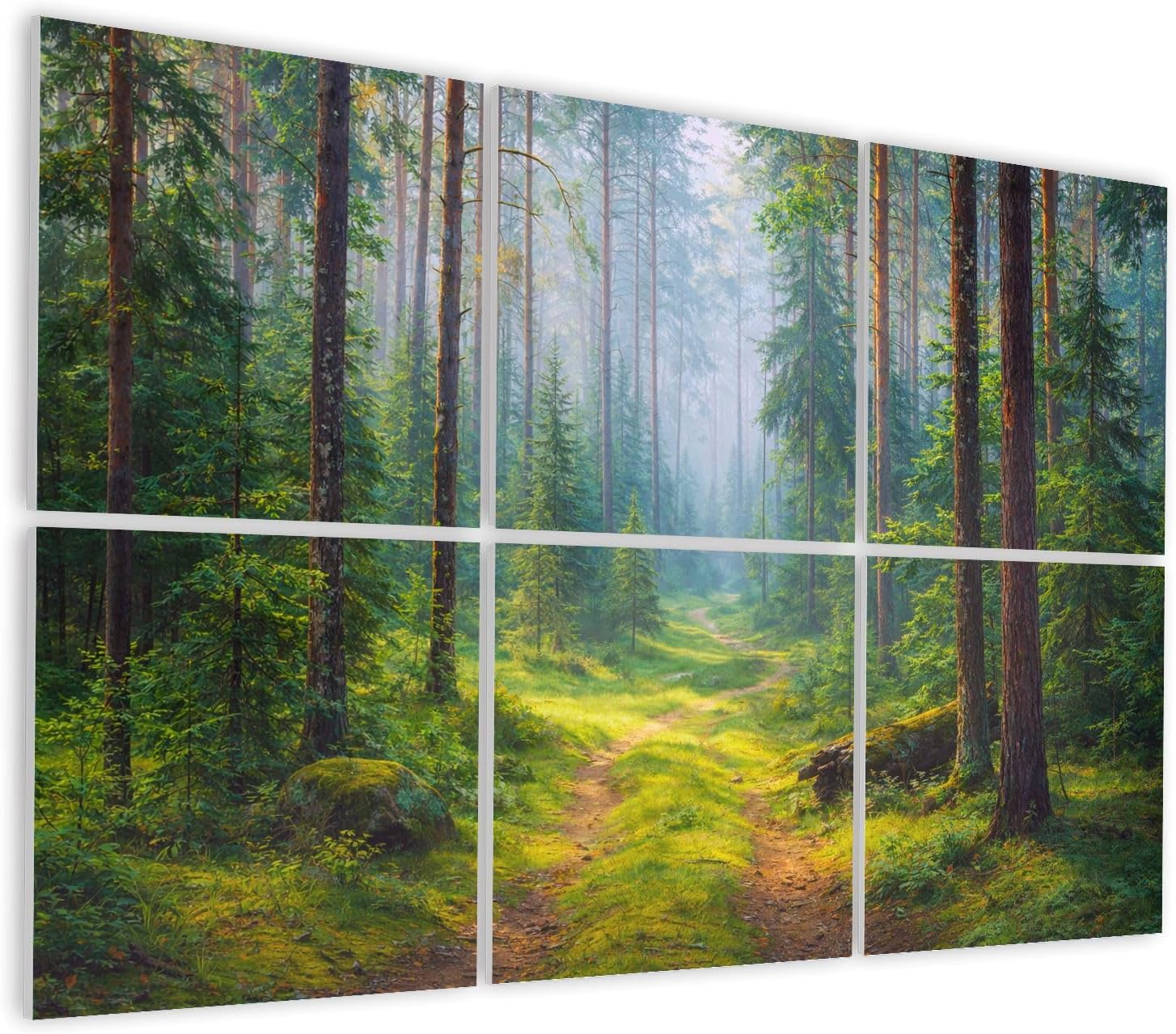 6 Pack Art Acoustic Panels Self Adhesive Nature Green Forest Landscape Decorative Soundproof Wall Panels Sound Absorbing Panel 48