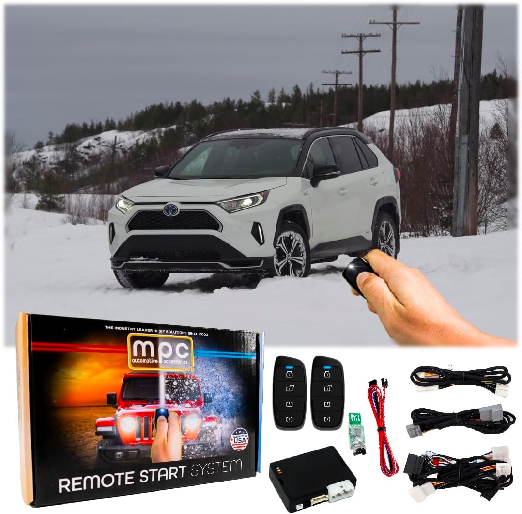 MPC Remote Starter Compatible with 2019-2025 Toyota RAV4 |Gas| |H-Key| Plugin T-Harness - (2) Extended Range 4-Button 2-Way Remotes - Up to 3,000 ft - Firmware Preloaded - USA Tech Support