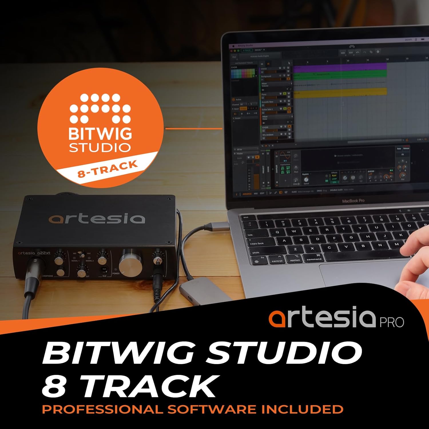 Artesia A22xt USB Audio Interface With 24Bit/96khz High-Resolution Recording, 48V Phantom Power, XLR Input, Professional Audio Interface for Music Production, Streaming, Podcasting