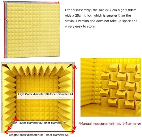 Portable Soundproof Booth Sound Proof Foam Panels Vocal Booth Sound Booth Sound Dampening Microphone Soundproofing Acoustic Foam Panel for Desktop Studio Vocal Audio Music