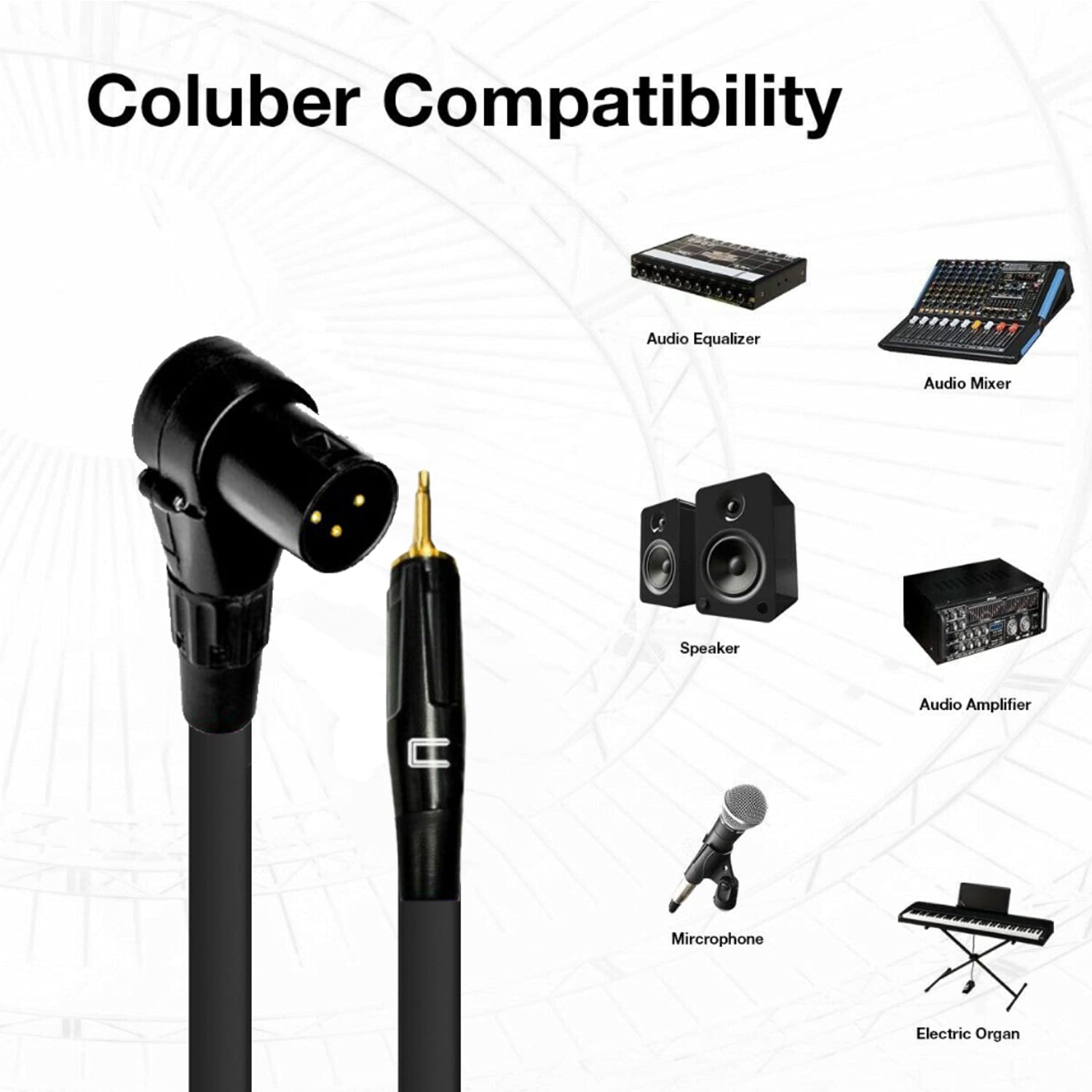 COLUBER CABLE Right Angle XLR Male to 3.5 TS Male - 100 Feet - Purple - Pro 3-Pin Microphone Connector for Powered Speakers, Audio Interface or Mixer for Live Performance & Recording