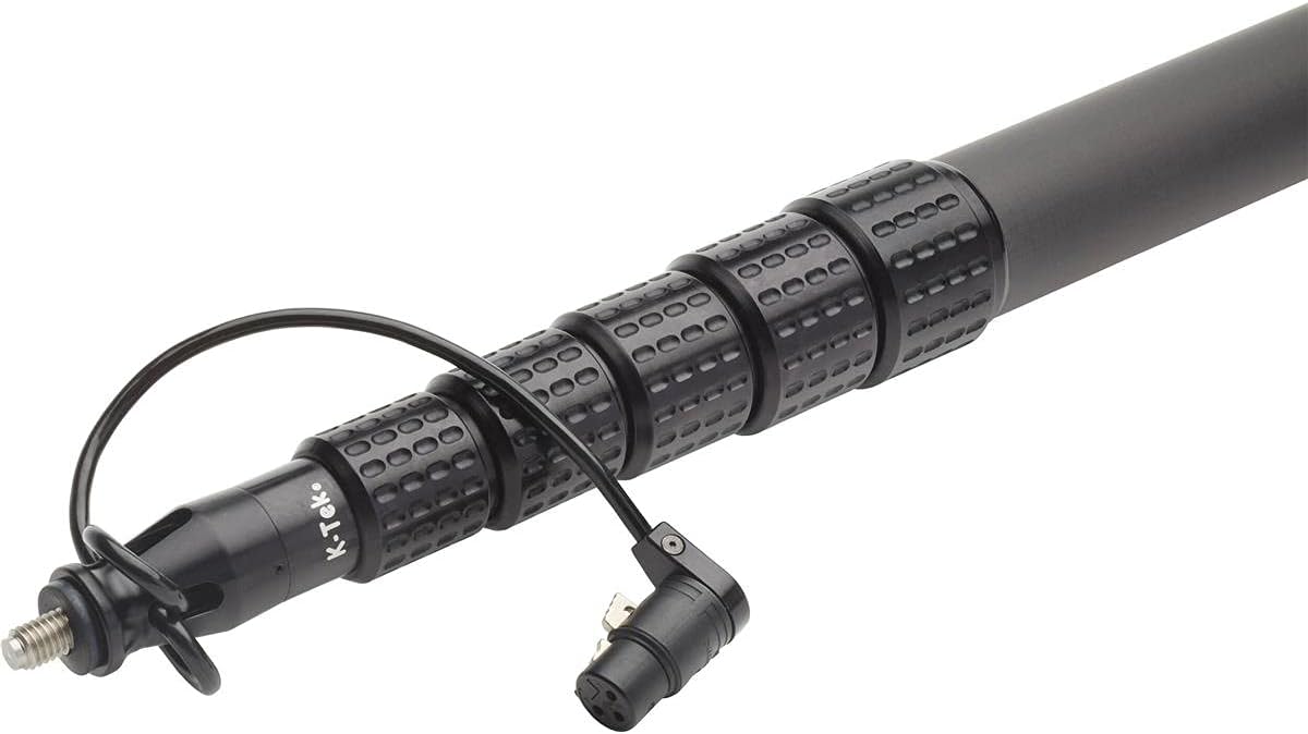 K-Tek KP6CCR 6' KlassicPro Graphite 6-Section Boompole with KPCK6 Internal XLR Coiled Cable and KPCCR Side Exit