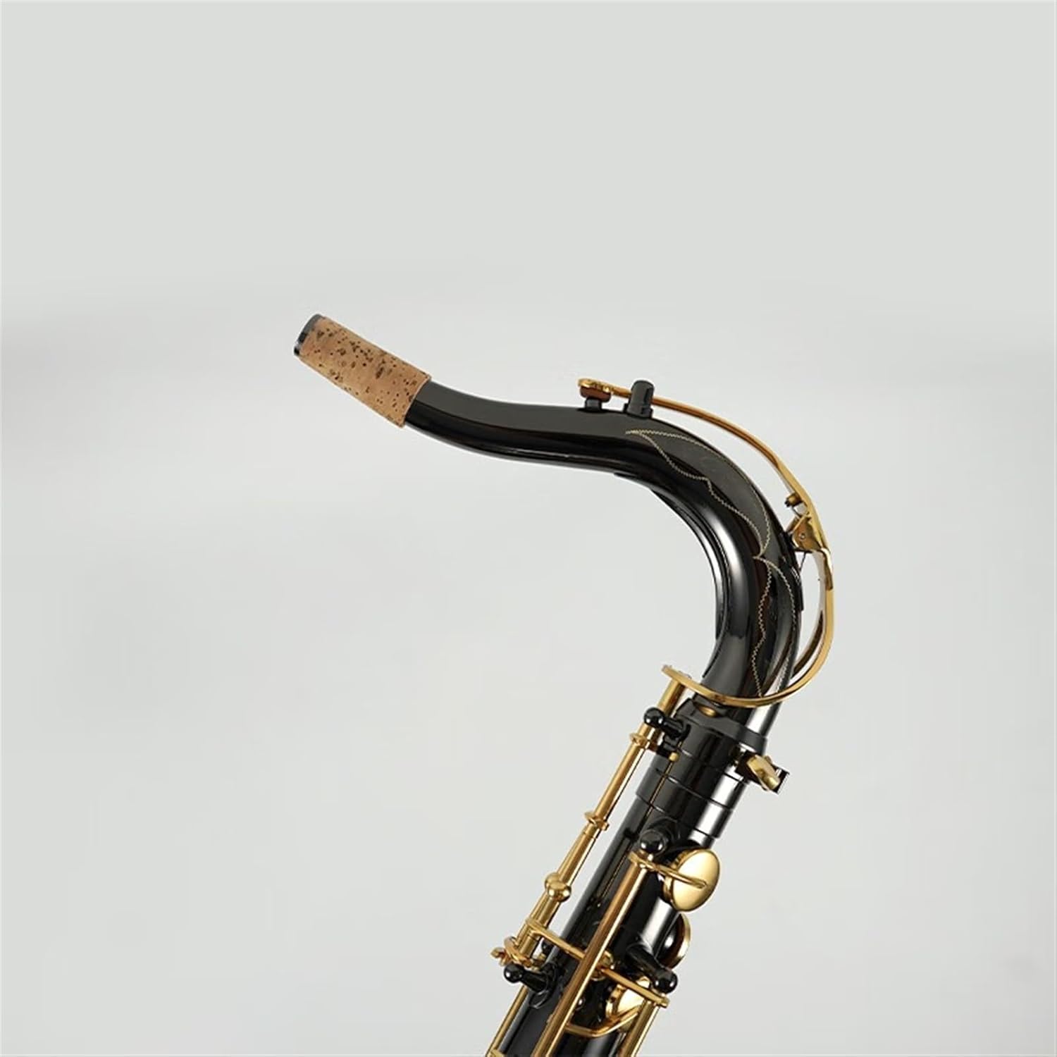 Black Gold Tenor Saxophone B Flat Woodwind Instrument Playing Black