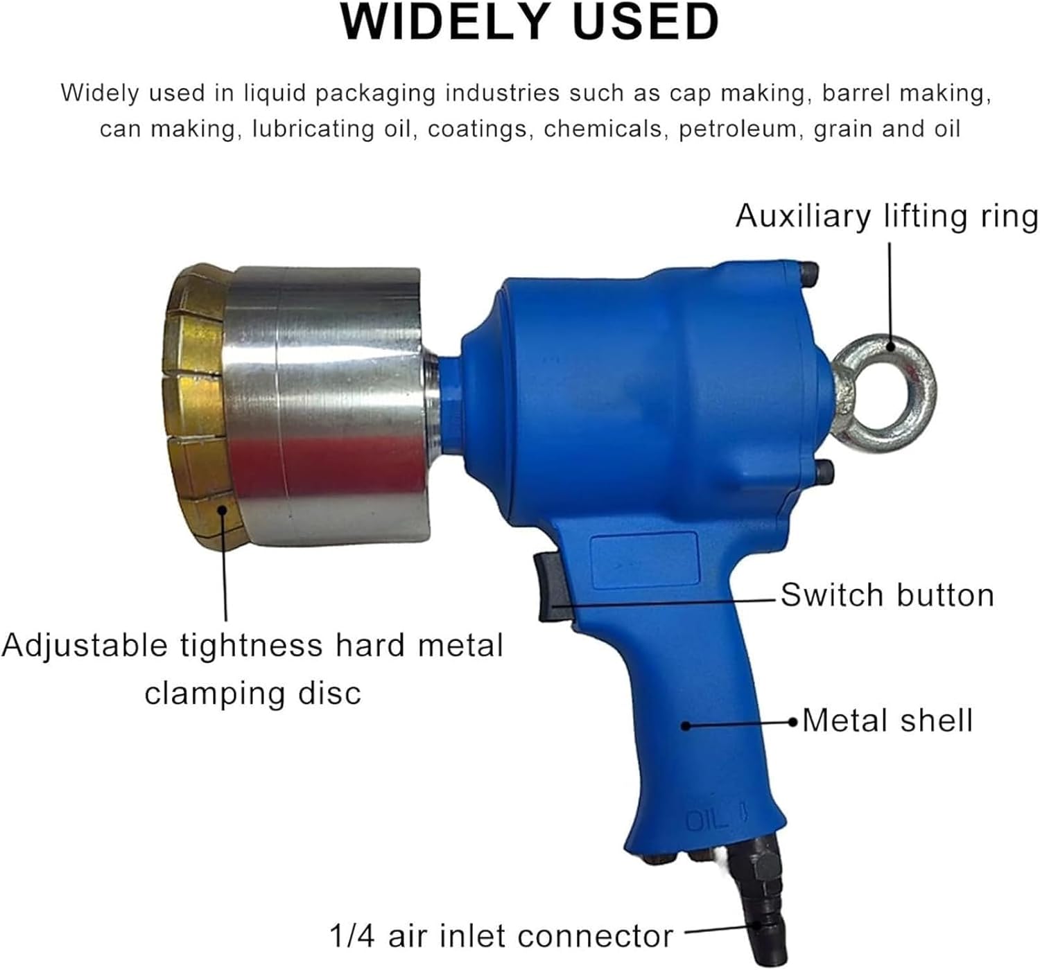 Pneumatic Crimping Tool, Handheld Drum Cap Sealer with Adjustable Tightness, Max Pulling Force 1300lbs, Manual Sealing Machine for Oil Barrels