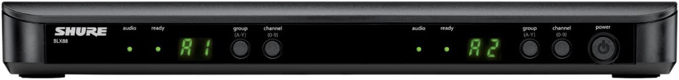 Shure BLX88 Dual Channel Receiver - for use with BLX Wireless Systems, Transmitters Sold Separately | H10 Band (BLX88=-H10)
