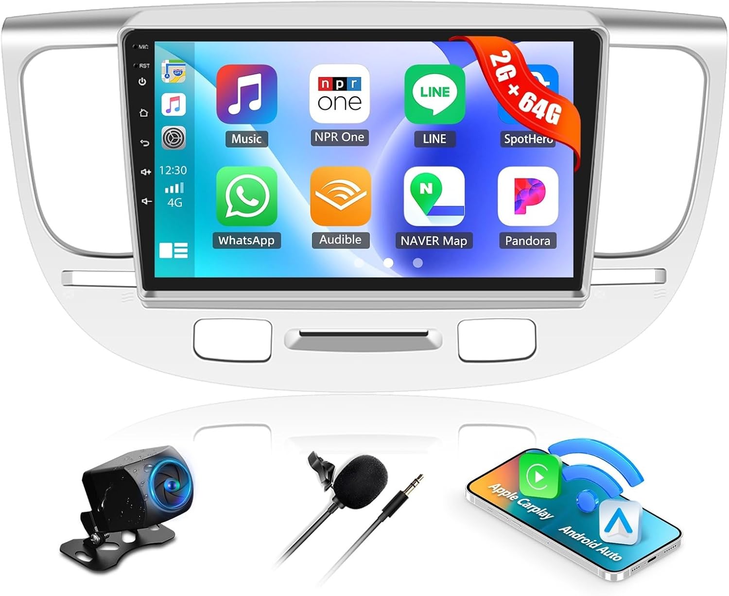 CAMECHO 2G+64G Car Radio Stereo for Kia Rio 2005-2011 with Wireless Carplay Android Auto, Android 13 Head Unit, 9