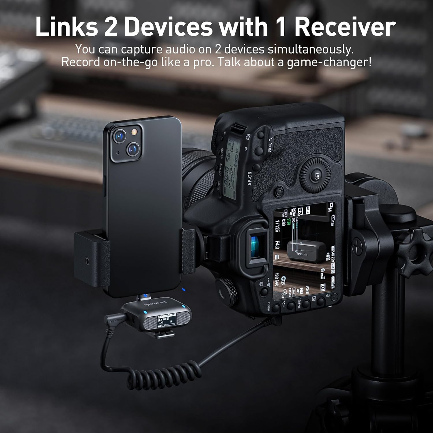Saramonic BLINK500B2+ Wireless Lavalier Microphone for iPhone Android Type-C Smartphone Camera, 492ft Range, 20h Battery Life, Clip on Wireless Lapel Mic for Live Streaming Video Conference Recording