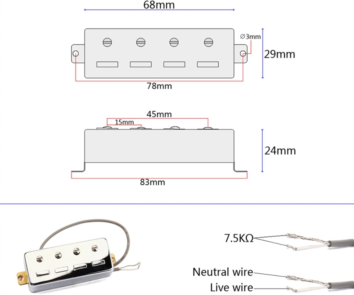 Guitar Bass Bridge Pickups for 4 String Electric Bass Guitar Replacement Accessory Electric Guitar Pickups Set