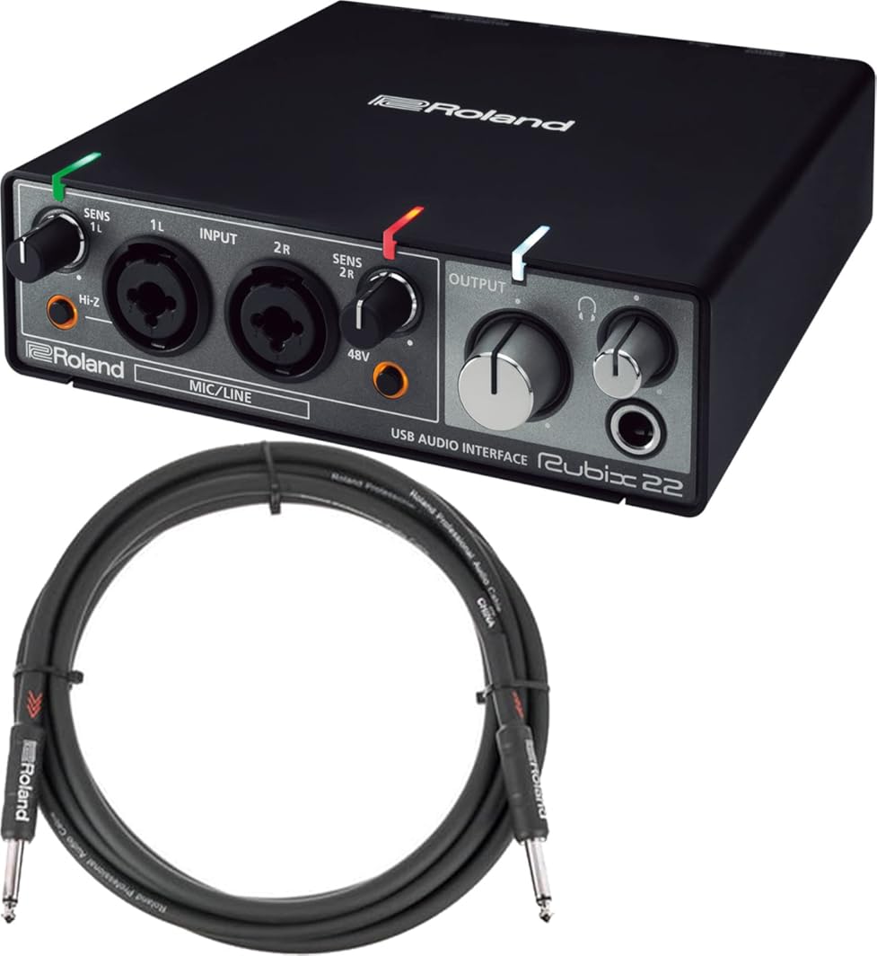 Roland RUBIX22 2-In 2-Out USB Audio Interface Bundle with Instrument Cable
