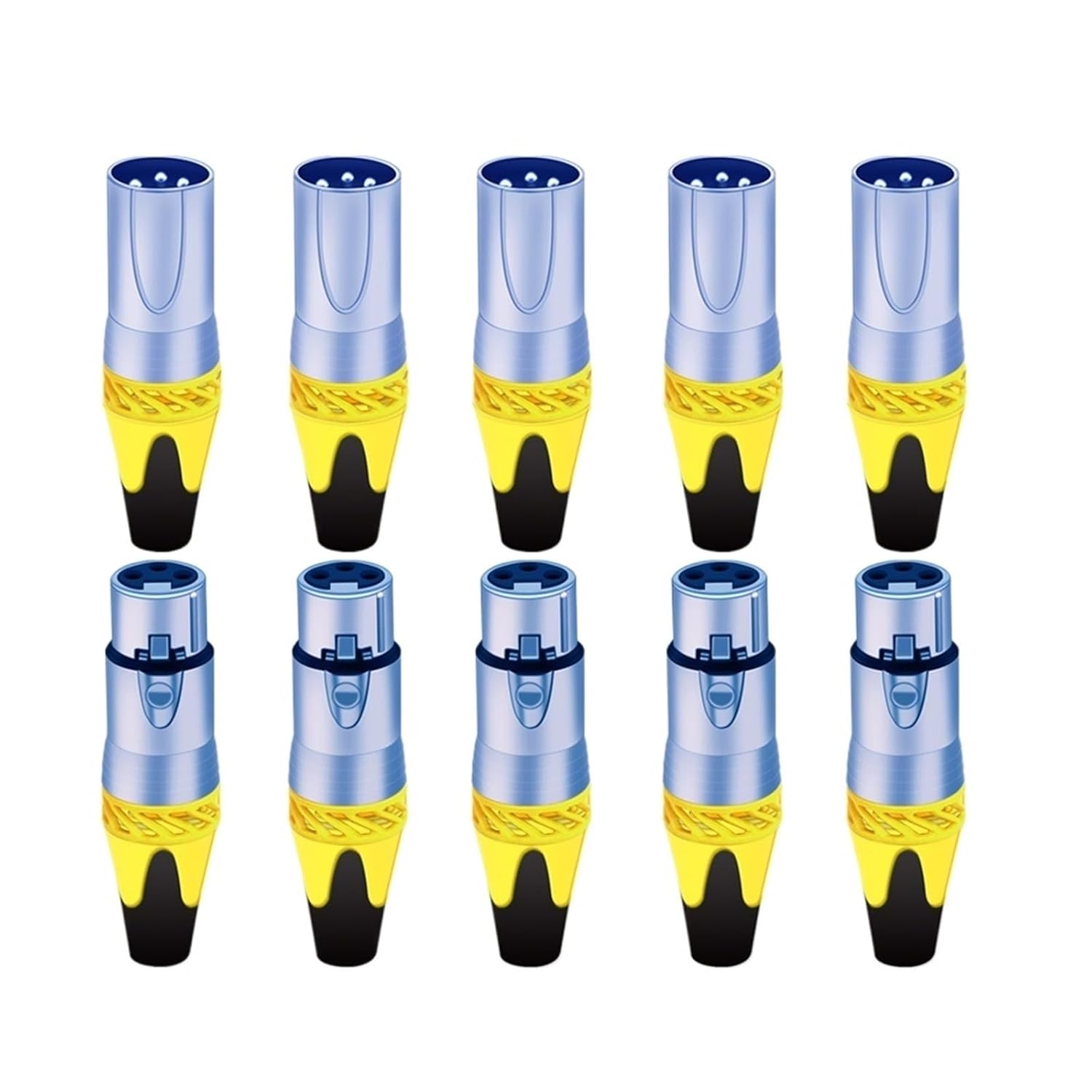 20Pcs/10sets 3Pins XLR Connector Microphone MIC Male Plug&Female Jack Adapter 6 Colors Available Cable Terminal Soldering (Color : 10xM 10xF-Yellow)