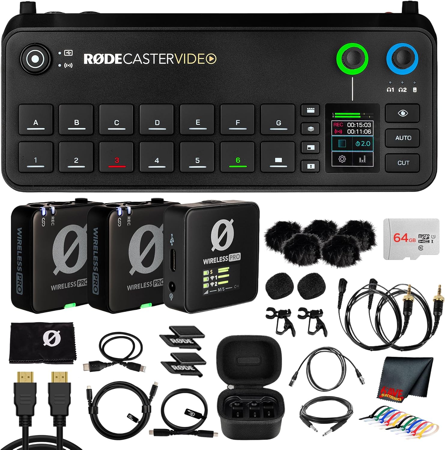 RODE RODECaster Video All-in-One Production Console | Integrated Audio & Video Mixer with Multi-Camera Switching, Touchscreen Control & USB-C Interface + RODE Wireless PRO Wireless Microphone + More