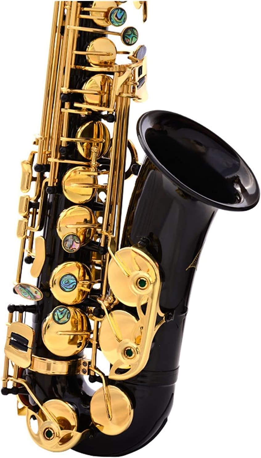 Saxophone Straight E-Flat Alto Saxophone Pearl Black Carving Craft Professional Grade Key Type Woodwind Instrument