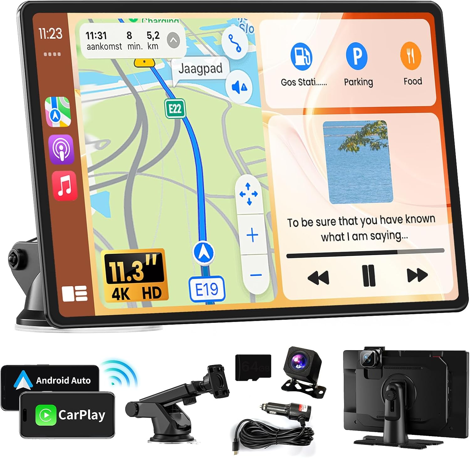 Portable A pple Carplay Screen for Car, 11.3