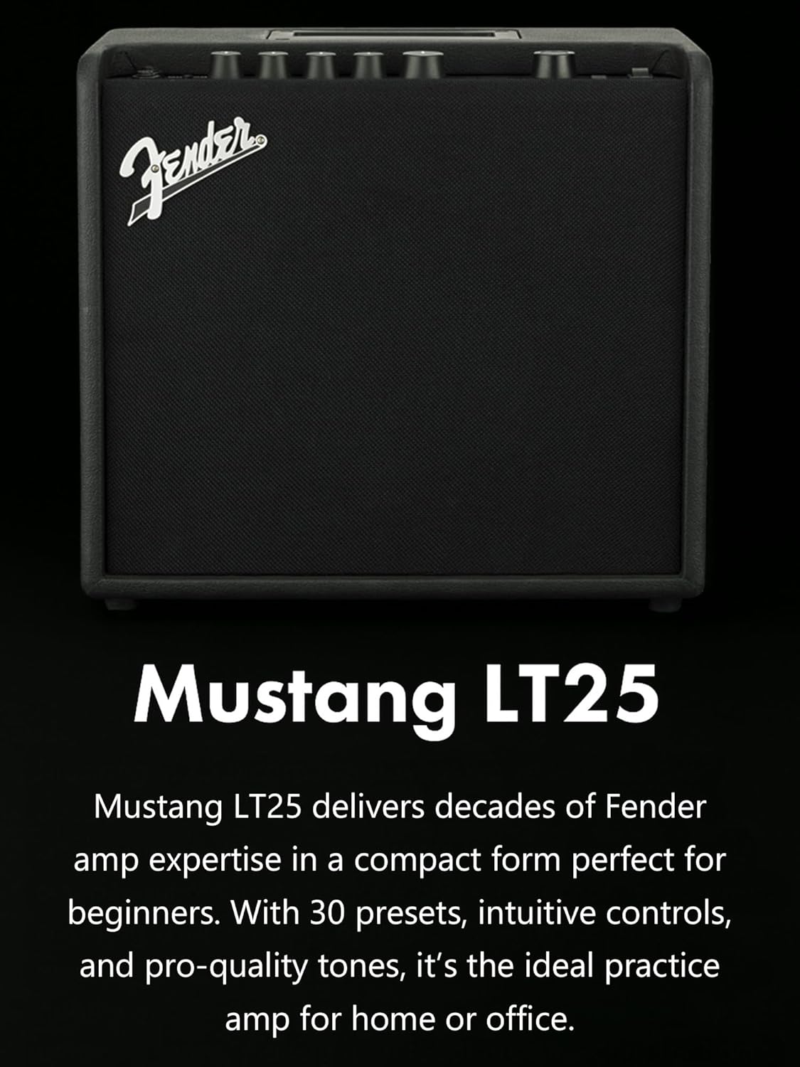 Fender Mustang LT25 Guitar Combo Amplifier Bundle with Cable and Austin Bazaar Exclusive 12-Pack Picks