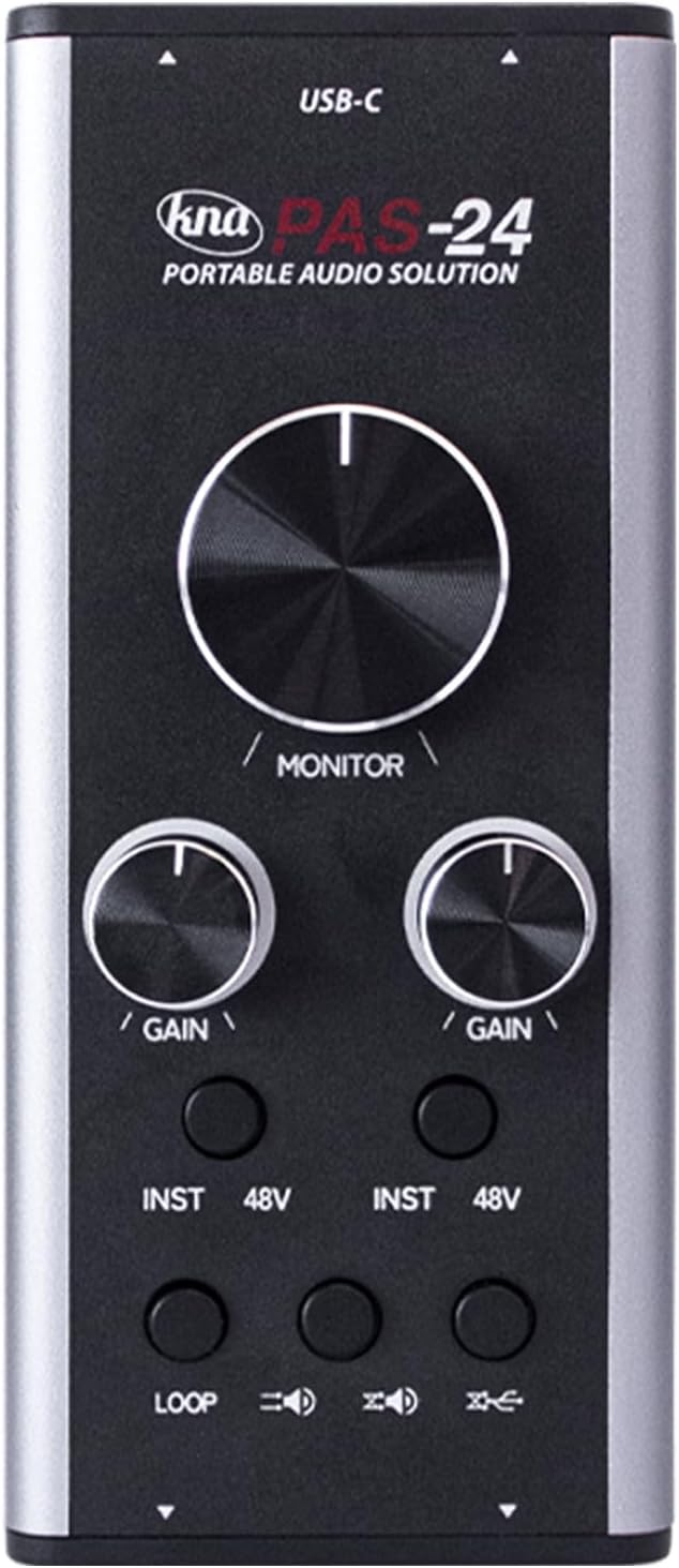 KNA PAS-24 Portable Audio Interface – 24-Bit/192kHz USB Sound Card for Home Recording Musicians and Creators, XLR & 1/4