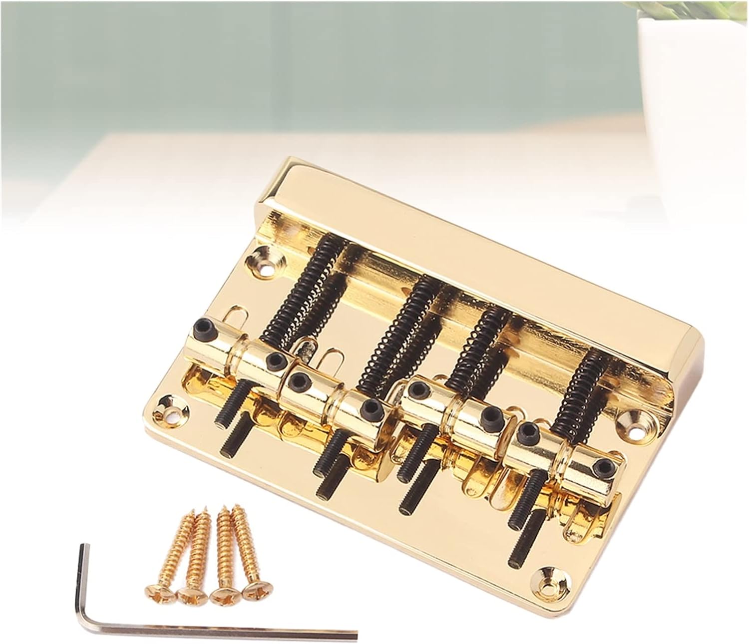 4 Strings Fixed Saddle Bridge Non-Tremolo Hardtail Bridge for Electric Bass Guitar Replacement Parts Electric Guitar Bridge