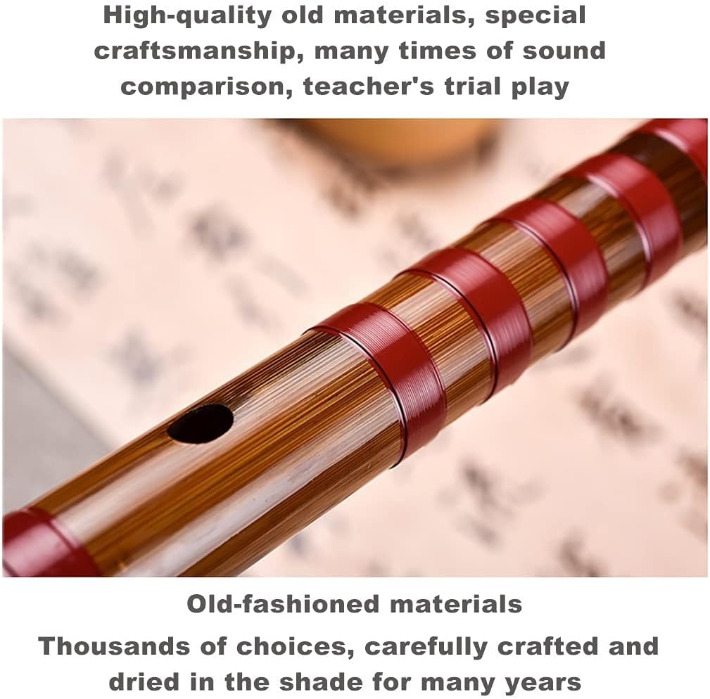 Bamboo Flute Dizi, Soprano Recorder, Woodwind Instrument Key of C Study Level Traditional Handmade Chinese Musical Instrument Quality Beginner Recorder for Children (Brown D)