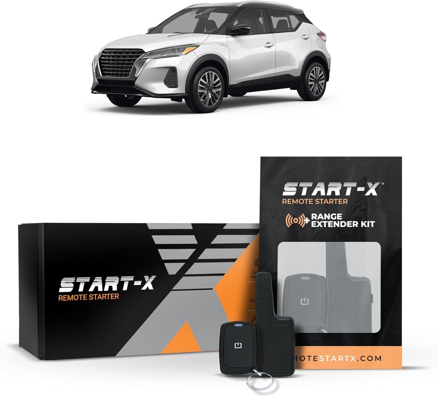 Start-X Remote Starter Kit + 2000ft 1 Way Range Extender for Nissan Kicks (2017, 2018, 2019, 2020, 2021, 2022, 2023) Vehicles with Push-to-Start Ignition