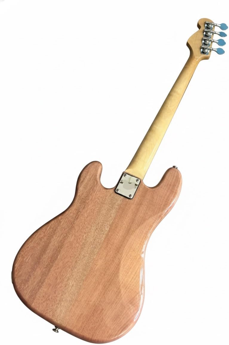 Electric Bass Guitar Natural Solid Mahogany Body PJ Pickups Fretless & Fretted Options(Fretless)