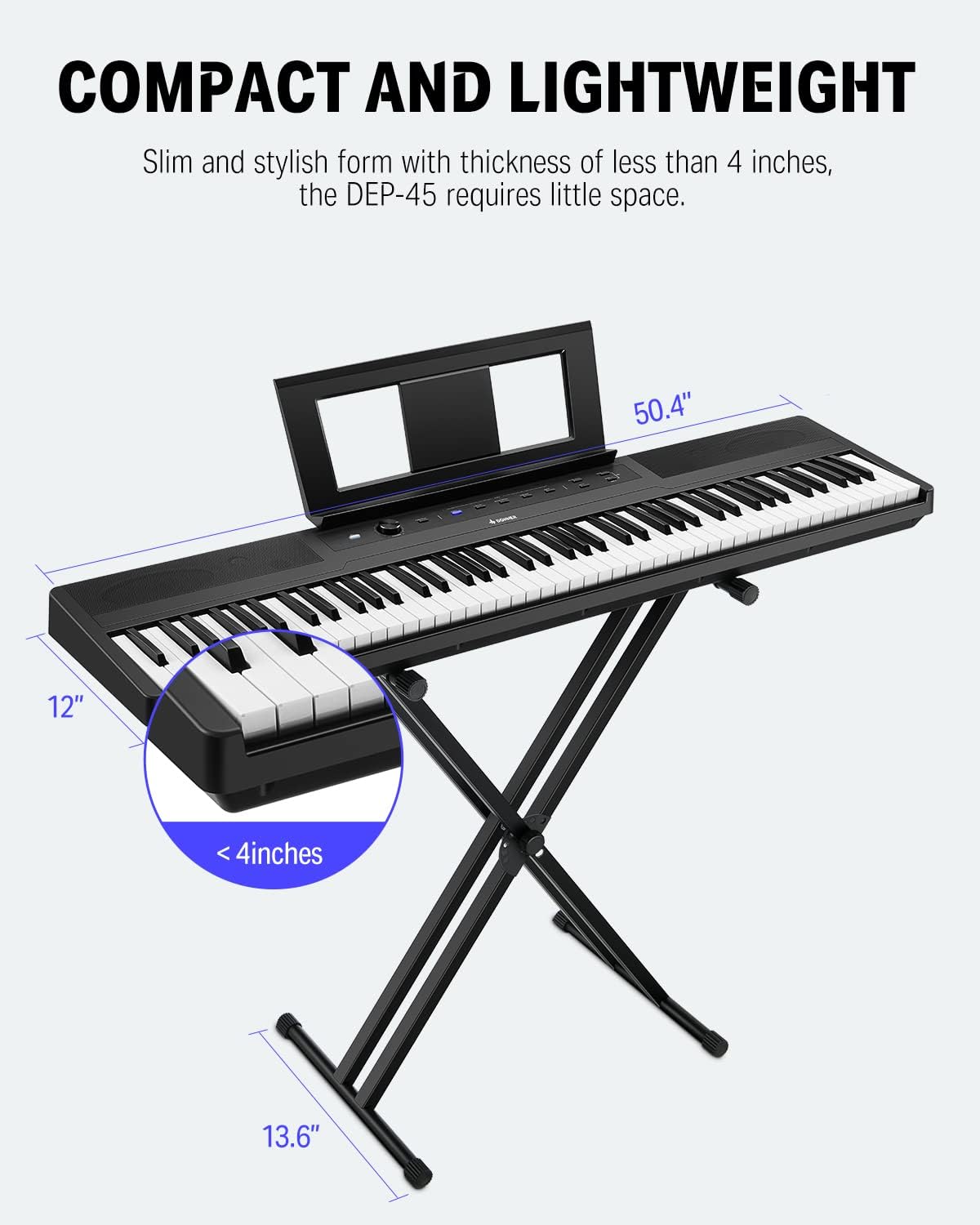 Donner DEP-45 Digital Piano Ultrathin with Pedal and Stand + DKA-20 Keyboard Amplifier