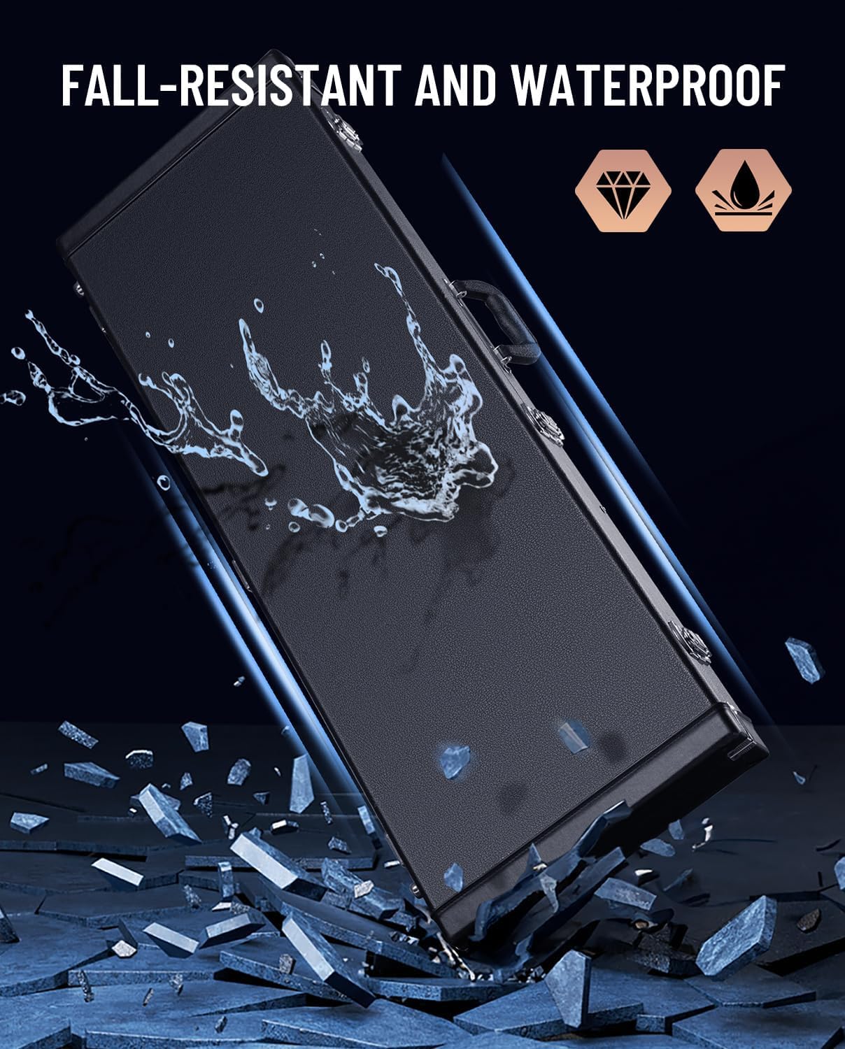 CAHAYA Electric Guitar Hard Shell Case - Portable Square Hardshell for Standard Electric Guitar - Black