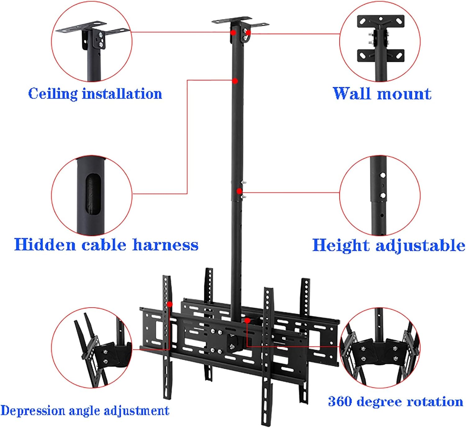 TV Bracket Tv Wall Mount TV Ceiling Mount Adjustable Bracket, Fits Most 32-65