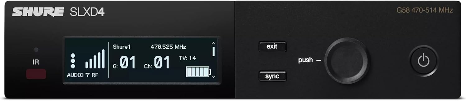 Shure SLXD14/UL4B Digital Wireless Microphone System - Includes SLXD1 Bodypack Transmitter, UL4B UniPlex Cardioid Lavalier Mic, and SLXD4 Receiver with 19