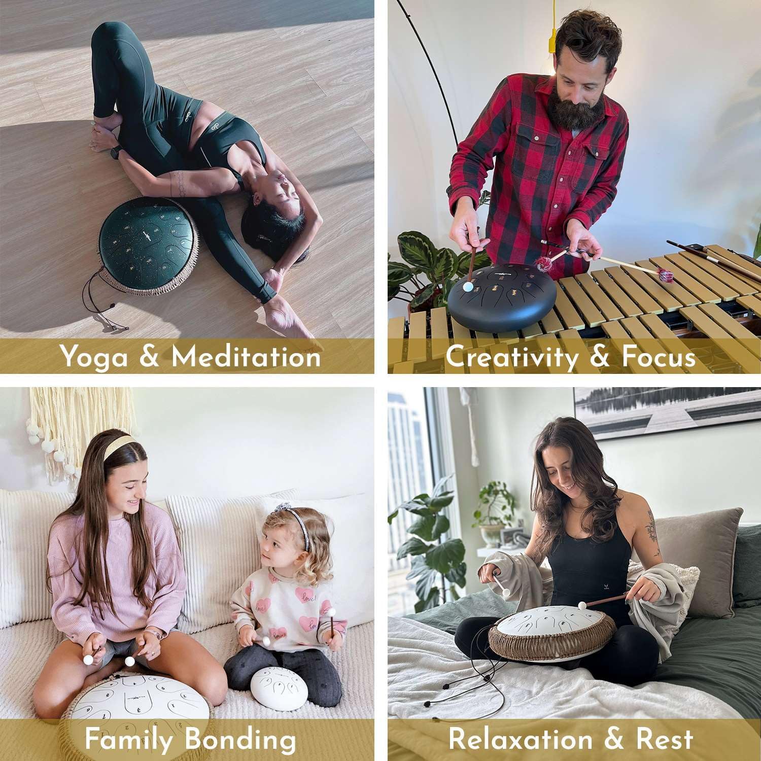 The Balmy Drum - Steel Tongue Rain Drum Outside 15 Note 14 Inch (Black) - Chakra Drum for Rain Outdoor, Steel Drums for Adults, Tongue Drums Set with Music Book, Hand pan, Mallet and Carry Bag