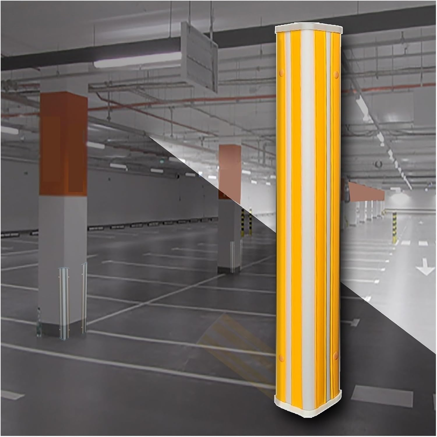 Self-Lighting Garages Wall Protector, TPU Wall Corner Edge Bumper Guard, Reflective Car Paint Protector for Warehouse/Parking Narrow/Parking Columns, Garages Trim Strip (Color : Yellow)