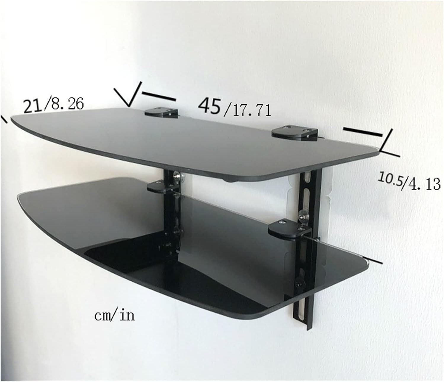 Cable Box Tempered Glass Shelf, Single Floating DVD DVR Shelf, Floating Wall Mount Shelf, Wall Mount Shelves (Color : A)
