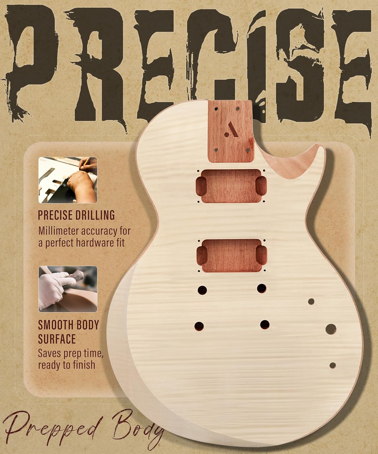 AKLOT DIY Electric Guitar Kit: Flame Maple Top, Roasted Maple Neck, Pre-Soldered Wiring, HH Pickups, Coil-Split, Luminous Position Markers, Build Your Own Lorien Style Beginner Guitar with Accessories