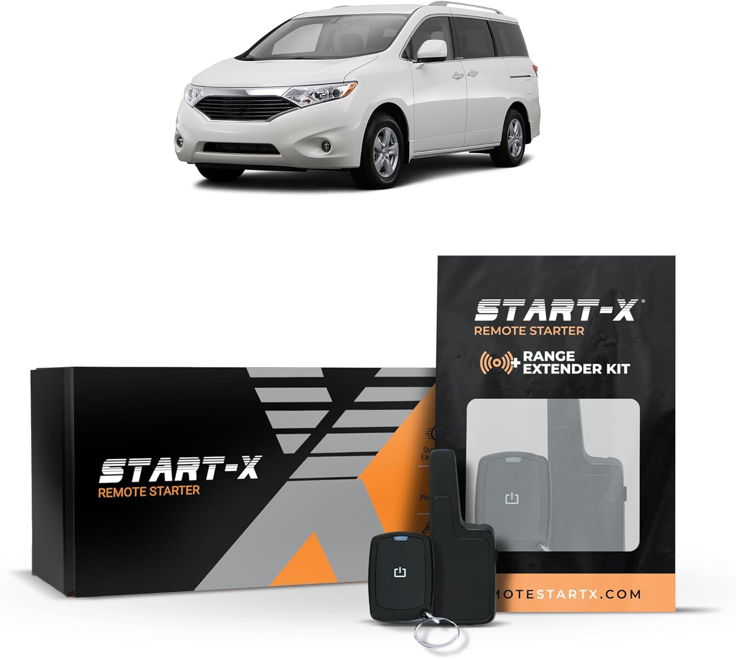 Start-X Remote Starter Kit + 2000ft 1 Way Range Extender for Nissan Quest (2011, 2012, 2013, 2014, 2015, 2016, 2017) Vehicles with Push-to-Start Ignition