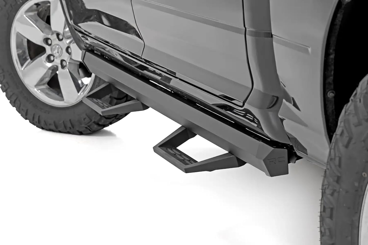 Rough Country SRL2 Aluminum Side Steps for Ram 1500 (2010-2018) - Modular Running Boards with Adjustable Step Placement