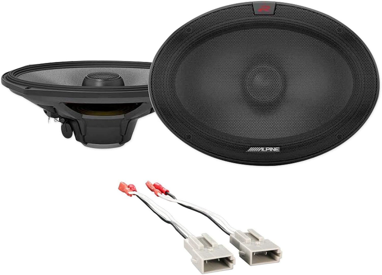 Alpine Pair R-S69.2 300 Watt 6x9 Car Audio Coaxial 2-Way Speakers Bundle with METRA 72-5512 Speaker Wire Harness Connector Compatible with 1987-Up Ford (2 Item)
