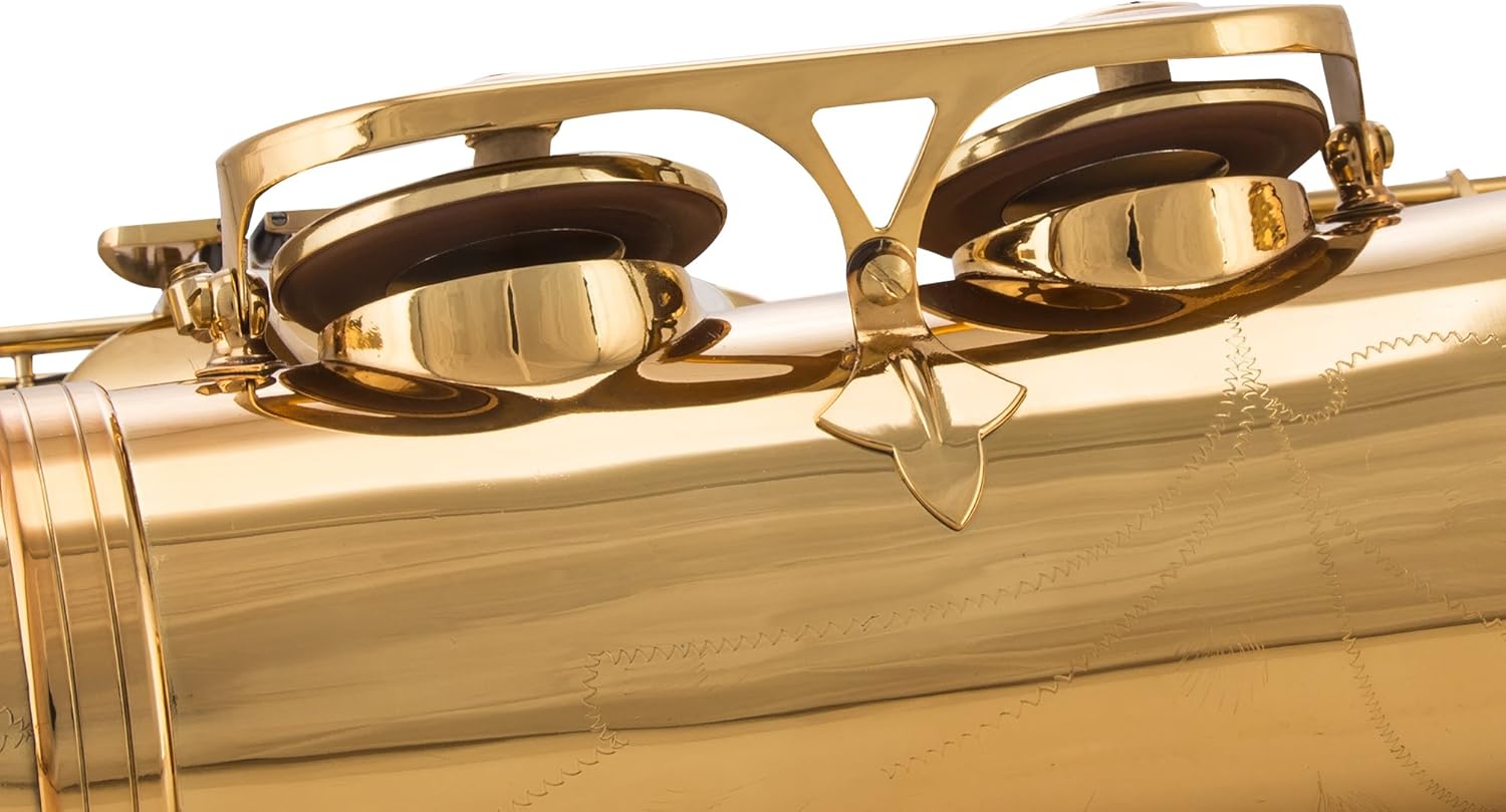 Glory Gold Laquer B Flat Tenor Saxophone with Case,10pc Reeds,Mouth Piece,Screw Driver,Nipper. A pair of gloves, Soft Cleaning Cloth.