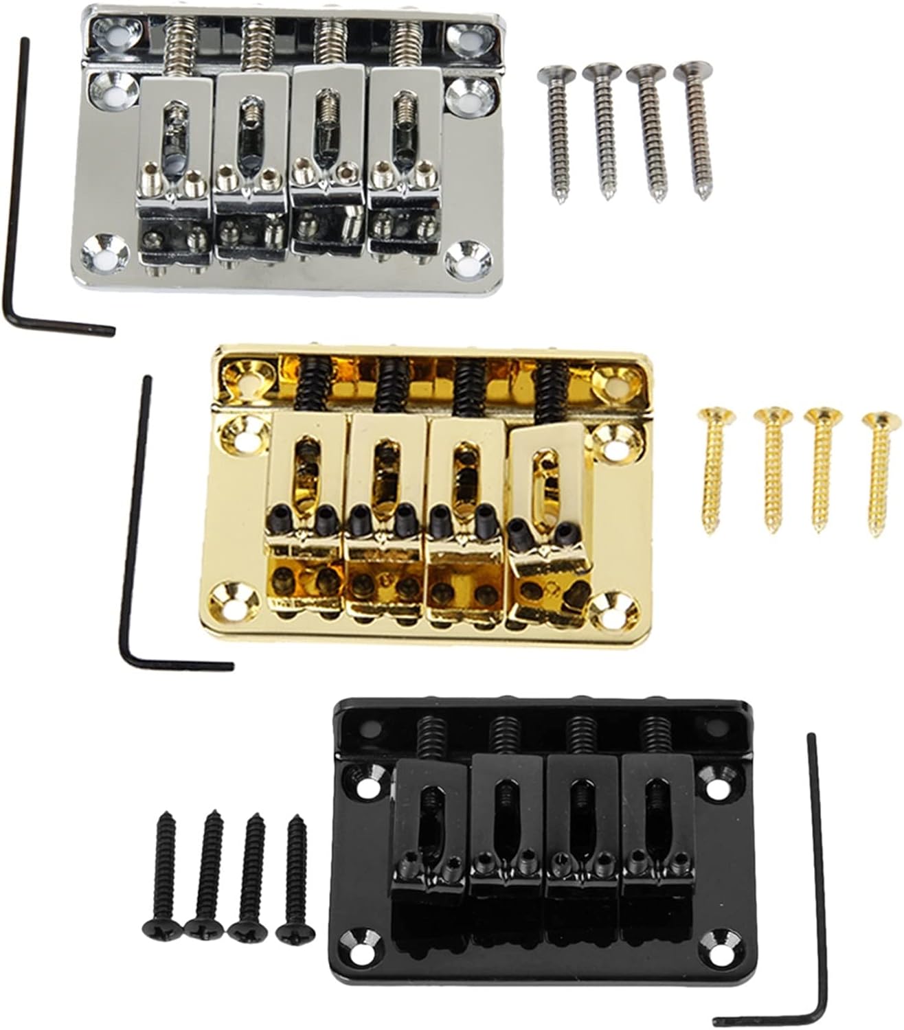 4 String Bridge Set for Electric Bass Guitar Ukulele Instrument Accs 3 Color Electric Guitar Bridge