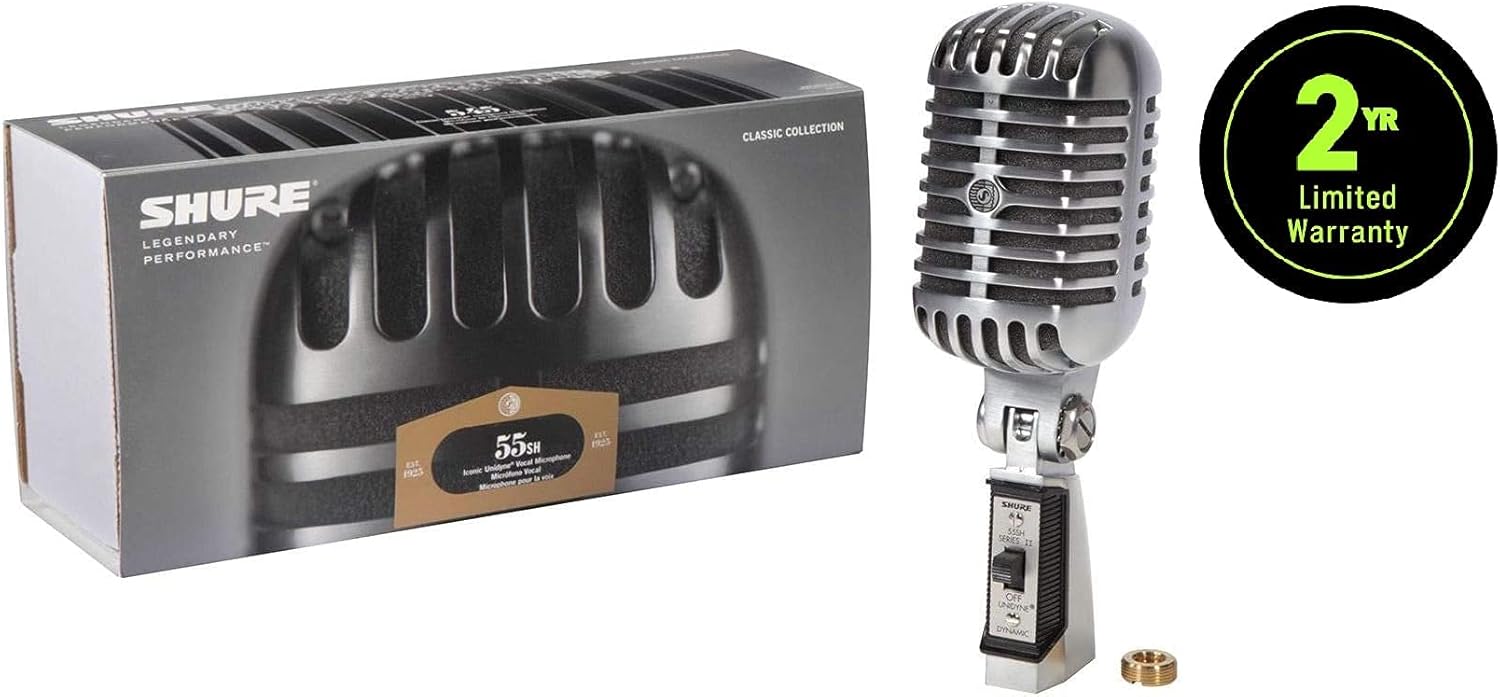 Shure 55SH Series II Iconic Microphone - Vintage Style, Rich Sound Quality, Rugged Construction, Shock-Mounted Noise Reduction for Vocals & Instruments-for Live Performances & Studio Recording